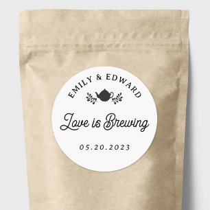 Love is Brewing Wedding Tea Favor Ronde Sticker