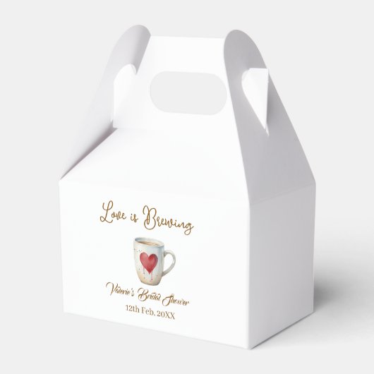 Love is Brewing white coffee mug heart bridal show Bedankdoosjes (Voorkant Zijde)
