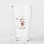 Love is Brewing white coffee mug heart bridal show Glas (Achterkant)