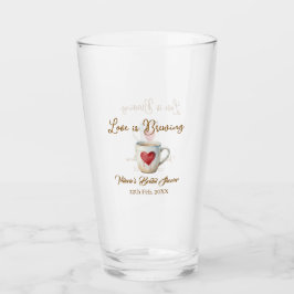 Love is Brewing white coffee mug heart bridal show Glas