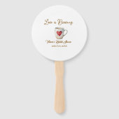 Love is Brewing white coffee mug heart bridal show Handwaaier (Achterkant)