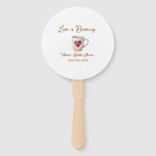 Love is Brewing white coffee mug heart bridal show Handwaaier (Voorkant)