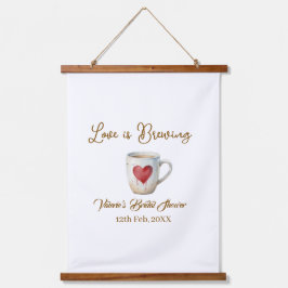 Love is Brewing white coffee mug heart bridal show Hangend Wandkleed
