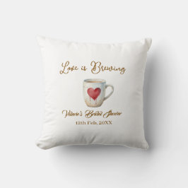 Love is Brewing white coffee mug heart bridal show Kussen