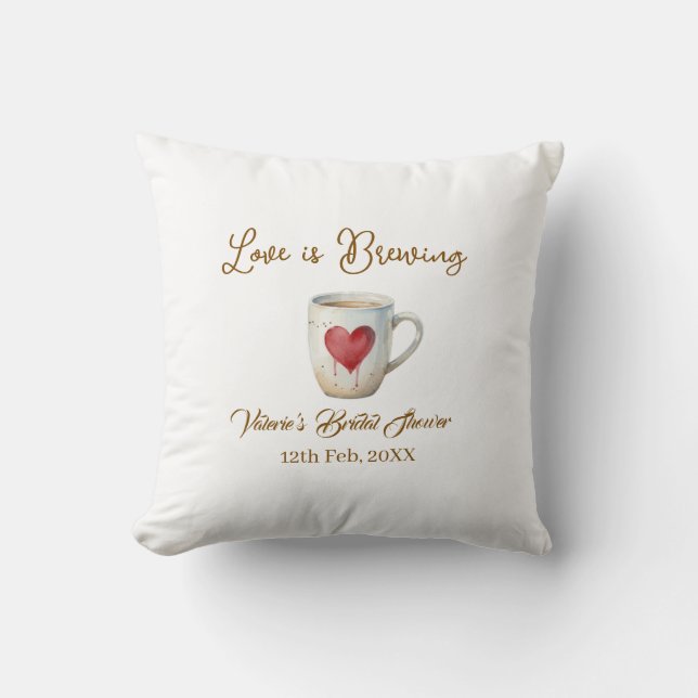 Love is Brewing white coffee mug heart bridal show Kussen (Voorkant)