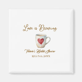 Love is Brewing white coffee mug heart bridal show Magneet