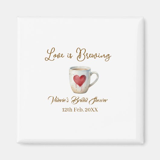 Love is Brewing white coffee mug heart bridal show Magneet (Voorkant)