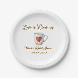 Love is Brewing white coffee mug heart bridal show Papieren Bordje