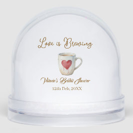 Love is Brewing white coffee mug heart bridal show Sneeuwbol