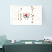 Love is Brewing white coffee mug heart bridal show Spandoek (Beurs)