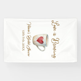 Love is Brewing white coffee mug heart bridal show Spandoek
