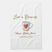 Love is Brewing white coffee mug heart bridal show Theedoek (Verticaal)