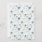 Love is Brouwe Blue Floral Bridal Tea Shower Invi Kaart (Achterkant)