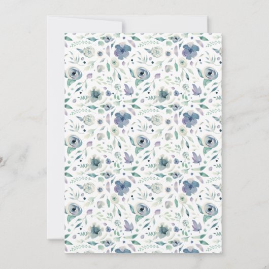 Love is Brouwe Blue Floral Bridal Tea Shower Invi Kaart (Achterkant)