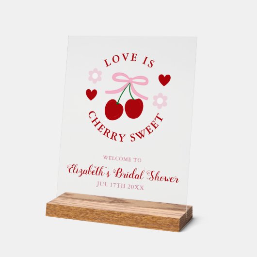 Love Is Cherry Sweet Bridal Shower Acryl Bord (Hoek)