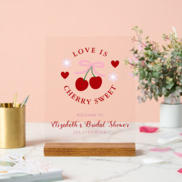 Love Is Cherry Sweet Bridal Shower Acryl Bord