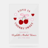 Love Is Cherry Sweet Bridal Shower Acryl Bord (Voorkant)