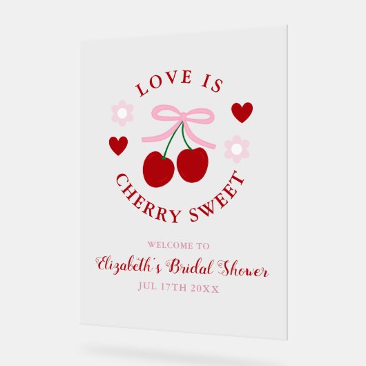 Love Is Cherry Sweet Bridal Shower Acryl Bord (Hoek)