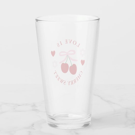 Love Is Cherry Sweet Bridal Shower Glas (Achterkant)