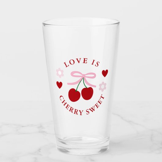 Love Is Cherry Sweet Bridal Shower Glas (Voorkant)