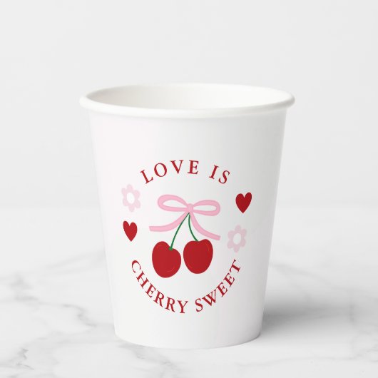 Love Is Cherry Sweet Bridal Shower Papieren Bekers (Voorkant)