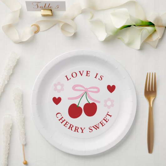 Love Is Cherry Sweet Bridal Shower Papieren Bordje (Huwelijk)