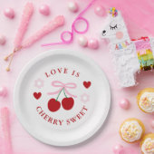 Love Is Cherry Sweet Bridal Shower Papieren Bordje (Feest)