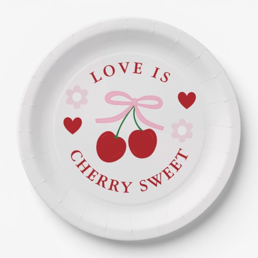 Love Is Cherry Sweet Bridal Shower Papieren Bordje (Voorkant)