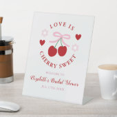 Love Is Cherry Sweet Bridal Shower Reclamebord Met Voetstuk (Insitu)