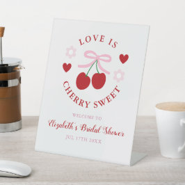 Love Is Cherry Sweet Bridal Shower Reclamebord Met Voetstuk