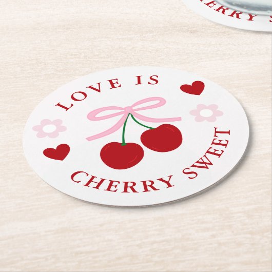 Love Is Cherry Sweet Bridal Shower Ronde Kartonnen Onderzetter (Gebogen)