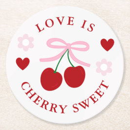 Love Is Cherry Sweet Bridal Shower Ronde Kartonnen Onderzetter