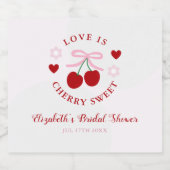 Love Is Cherry Sweet Bridal Shower Sparkling Wijnetiket (Enkel label)