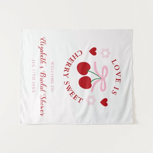 Love Is Cherry Sweet Bridal Shower Wandkleed (Voorkant (horizontaal))