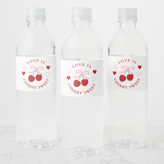 Love Is Cherry Sweet Bridal Shower Waterfles Etiket (Flessen)