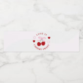 Love Is Cherry Sweet Bridal Shower Waterfles Etiket (Enkel label)