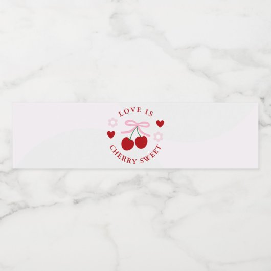 Love Is Cherry Sweet Bridal Shower Waterfles Etiket (Enkel label)