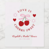 Love Is Cherry Sweet Bridal Shower Wijn Etiket (Enkel label)