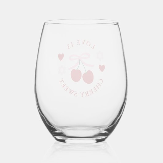 Love Is Cherry Sweet Bridal Shower Wijnglas Zonder Voet (Achterkant)