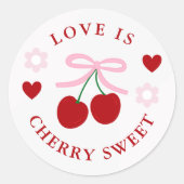 Love Is Cherry Sweet Bruiloftsfeest Ronde Sticker (Voorkant)