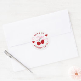 Love Is Cherry Sweet Bruiloftsfeest Ronde Sticker