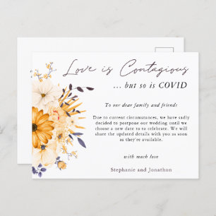 Love is Contagious Wedding Postpone COVID19 Floral Aankondigingskaart