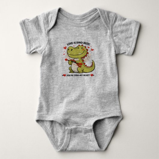🦖💚 “Love Is Dino-Mite!” Baby Jersey Bodysuit (Voorkant)