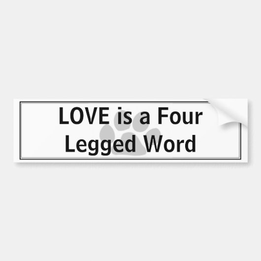 LOVE is een Bumpersticker met vier woorden (Voorkant)