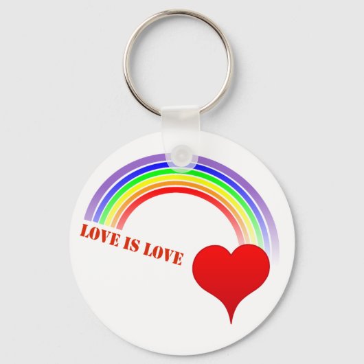 LOVE IS EEN LAGE regenbooghartkeyketen Sleutelhanger (Voorkant)