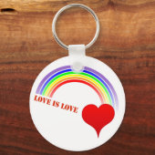 LOVE IS EEN LAGE regenbooghartkeyketen Sleutelhanger (Voorkant)