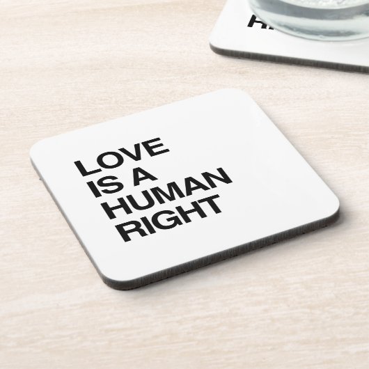 LOVE IS EEN MENSENRECHT BIER ONDERZETTER (Linkerzijde)