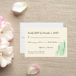 Love Is Evergreen Bruiloft RSVP Kaartje