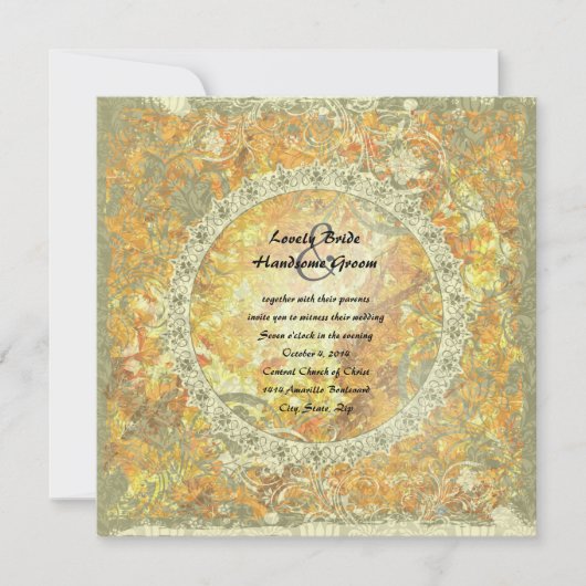 Love is Flame Poem Autumn Fire Wedding Invite Kaart (Voorkant)