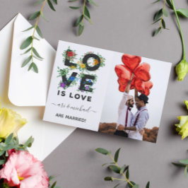 Love is Floral Photo Wedding Aankondigingskaart